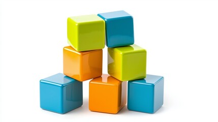 Naklejka premium Colorful Cubes Stacked High Brightly Colored Blocks Design Concept