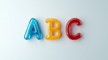 Colorful translucent ABC letters alphabet learning education concept background