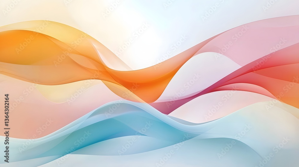 Poster Captivating abstract composition featuring smooth gradient waves in vivid hues that seamlessly blend across the canvas creating a soothing and visually engaging backdrop with soft textured elements