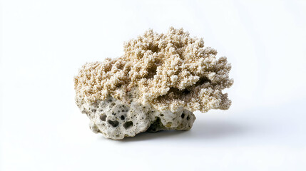 Obraz premium Beige Coral Specimen Against White Background