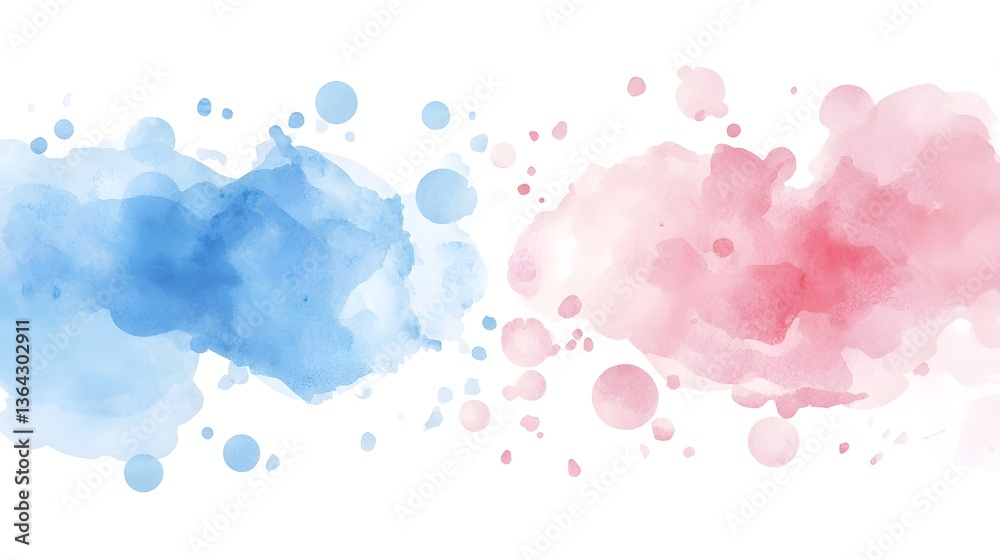 Aufkleber vibrant abstract background with soft fluid watercolor splashes in shades of blue and pink creating 