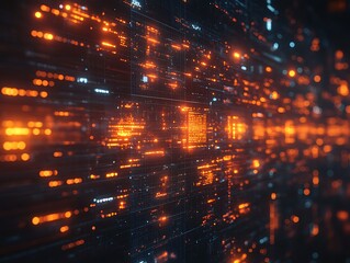 Abstract representation of a complex and illuminated data network display