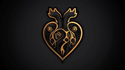 Elegant Gold and Black Steampunk Heart Design Artwork Illustration