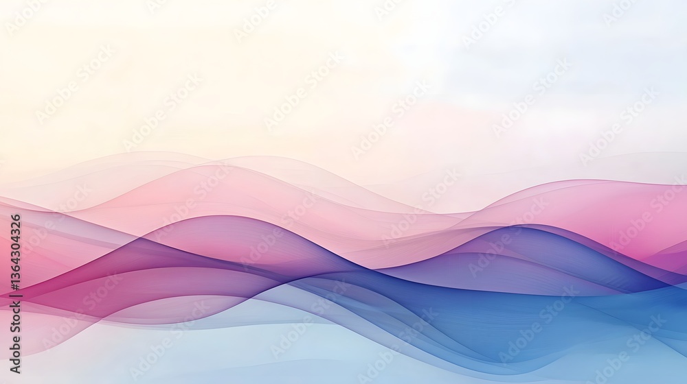 Aufkleber ethereal abstract landscape featuring flowing waves of vibrant magenta and deep blue gradients with 