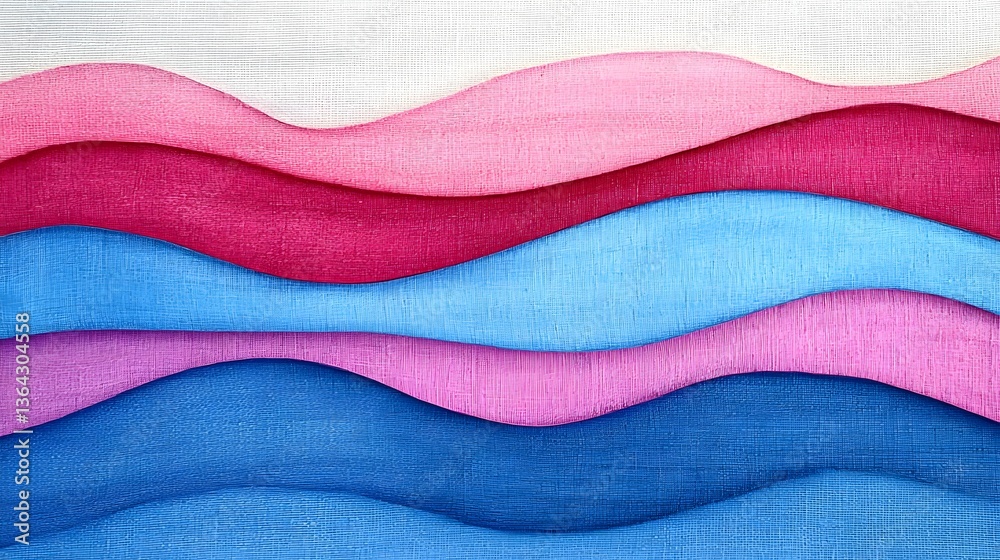 Poster Smooth flowing abstract gradient waves in a vibrant palette of magenta and deep blue tones with a soft textured and dreamy aesthetic