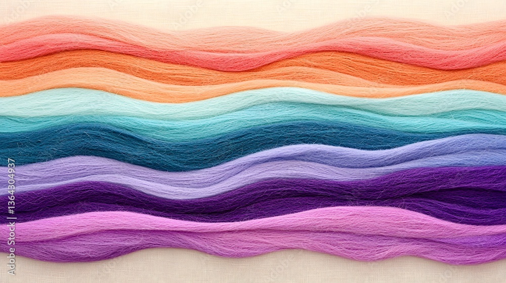 Poster Serene abstract composition of fluid wave like gradient patterns in a harmonious blend of soft pastel teal violet and coral hues with a luminous textured background