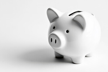 White Piggy Bank on White Background