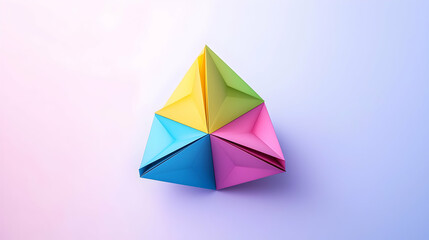 Colorful Origami Design On Pastel Background