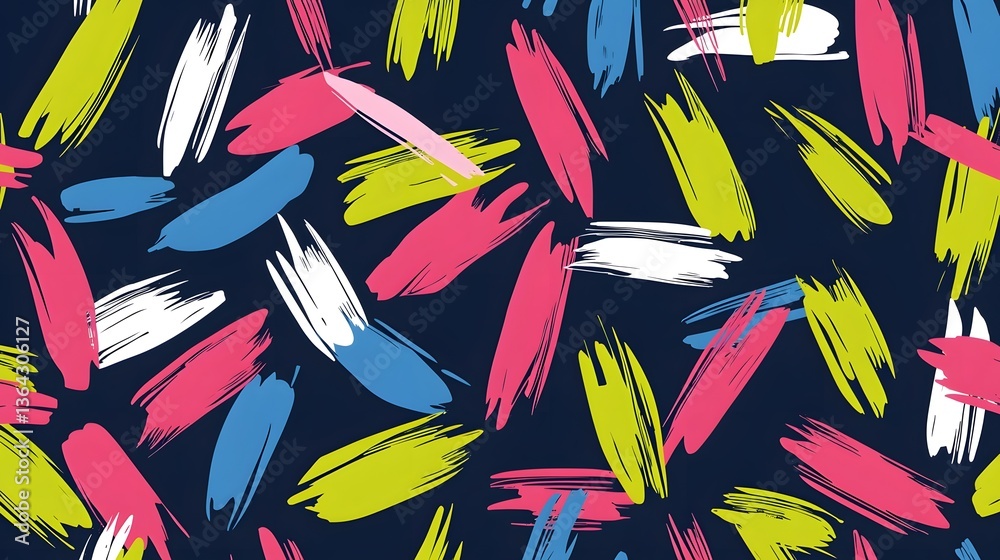 Poster striking neon abstract pattern featuring bold energetic brushstrokes in fuchsia lime green and sky b