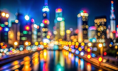 Night city street lights bokeh background