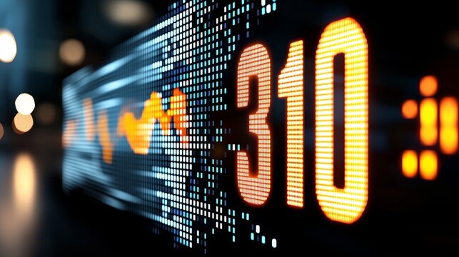 Digital Stock Market Data Display Showing 310 Rising Trend