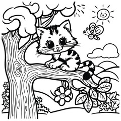 Cute Fluffy Cat Coloring