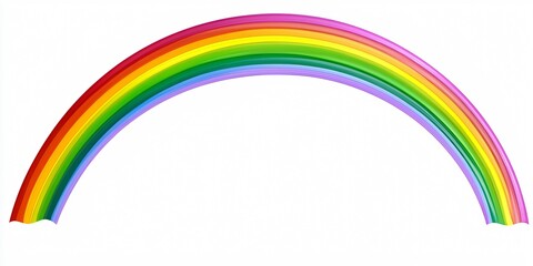 Brightly colored rainbow, curved shape, isolated on white background