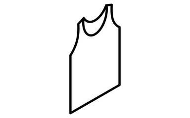 Men's underwear tank top, simple isometric line drawing icon in black and white