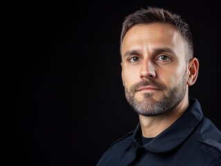 Obraz premium Serious man portrait, dark background.