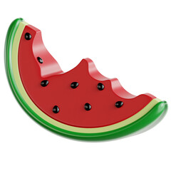 Watermelon Slice with Bite and Black Seeds
