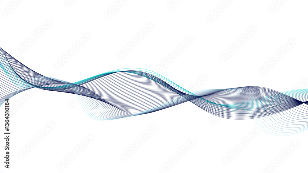Canvas Prints abstract blue lines create a wave design. flowing blue waves with a soft cyan glow.