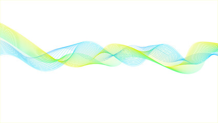 Abstract blue and green gradient wavy flowing line blend background. Wavy cyan and green lines flow smoothly.