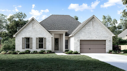 Obraz premium Light Gray Stone House Exterior Rendering