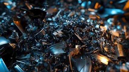 A dramatic contemporary still life arrangement of weathered rusty metal scrap pieces under cinematic lighting creating a moody industrial atmosphere