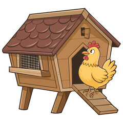 Chicken coop and hen © azzedine