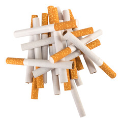 cigarette pile isolated on white background