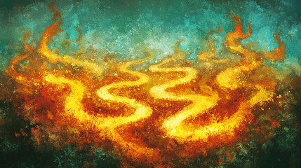 Enchanting flames dance in abstract artwork digital landscape vibrant colors artistic perspective