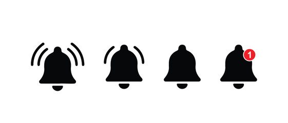 Notification bell icon set vector illustration on white background.