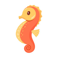 Cute cartoon seahorse. Vector illustration isolated on white.