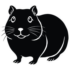 Beautiful Black And White Hamster silhouette vector art illustration