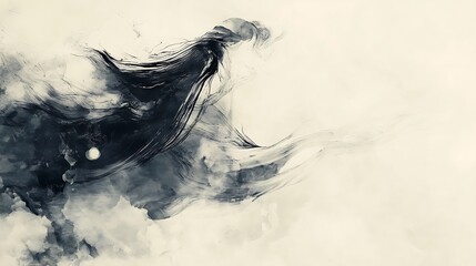 Fototapeta premium Abstract Ink Woman Flowing.