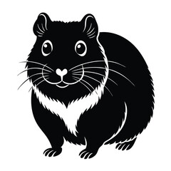 Beautiful Black And White Hamster silhouette vector art illustration