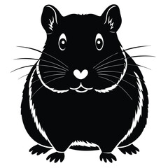 Beautiful Black And White Hamster silhouette vector art illustration