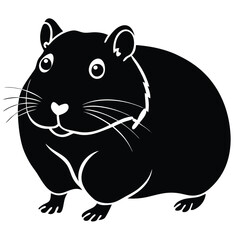 Beautiful Black And White Hamster silhouette vector art illustration