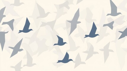 Flock of Birds Flying with Abstract Pattern, and Nature.