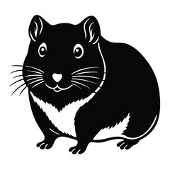 Fototapeta premium Beautiful Black And White Hamster silhouette vector art illustration