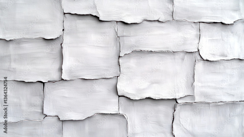 Aufkleber textured white wall with abstract pattern of cracked paint and panels