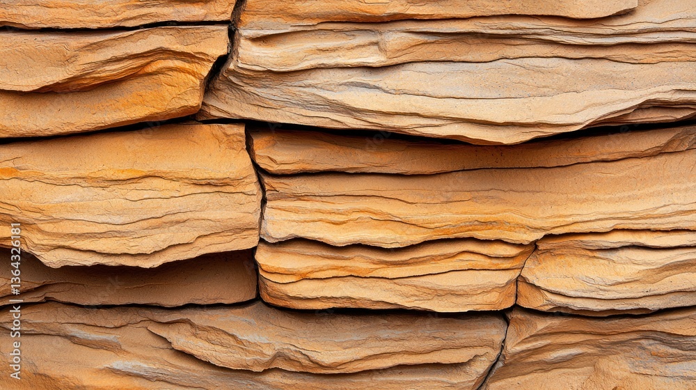 Aufkleber Detailed Close Up of Layered Sandstone Rock Texture Showing Natural Formation and Geological Patterns