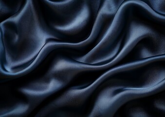 Obraz premium The folds and texture of blue satin fabric present nicely