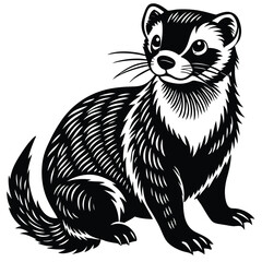 Fototapeta premium Ferret black silhouette vector design.