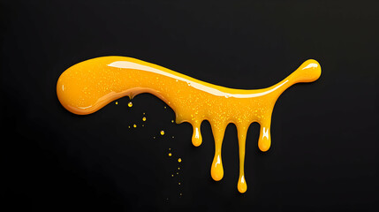 Pixelated Orange Drip Against A Black Background With Fluid Texture And Modern Graphic Design