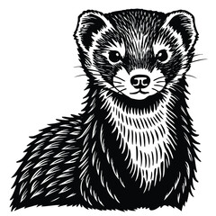 Ferret black silhouette vector design.