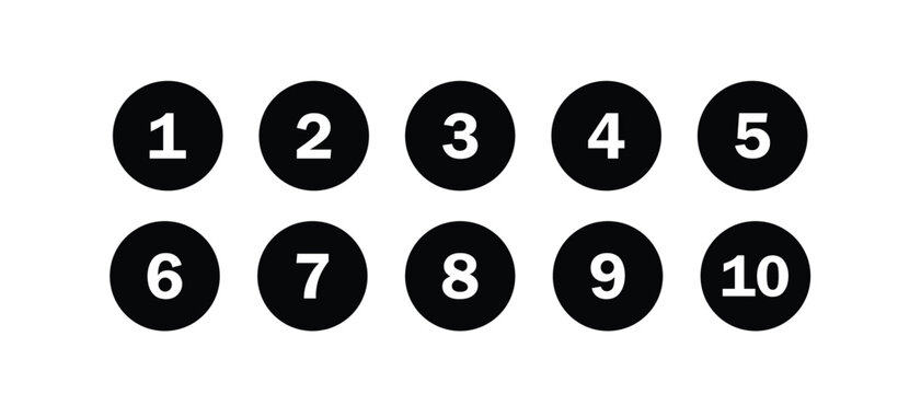 Numbers set 1 to 10 vector icon set illustration on white background.