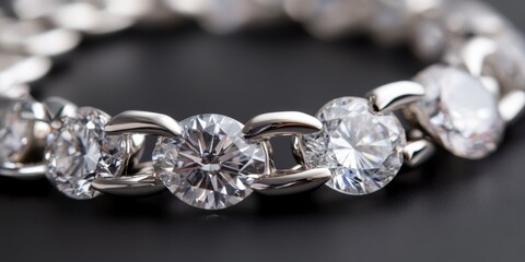 Elegant diamond bracelet showcasing craftsmanship and shine on a dark background