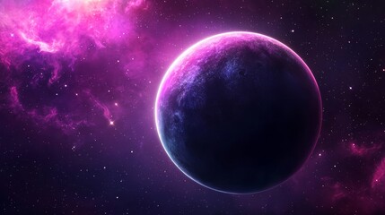 Obraz premium A high-definition space fantasy featuring a glowing pastel-hued planet, suspended in a magical nebula with sparkling star clusters and swirling rings.