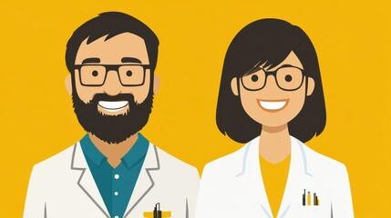 Fototapeta premium Friendly Dental Care Cartoon Characters Illustration
