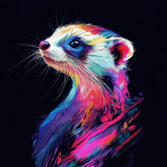 Fototapeta premium Guinea pig in a blue glass on a blue background with various small animals like ferrets, rats, and birds in a cute and furry setting