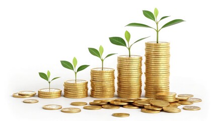 plant growing from coins