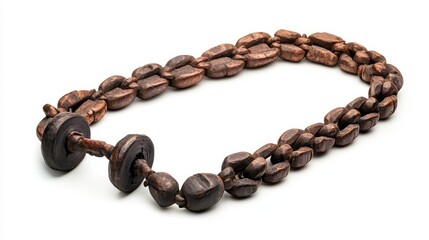 Obraz premium Detailed close up of an antique carved wooden necklace