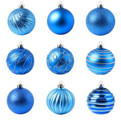 Nine Blue Christmas Ornaments Festive Holiday Decorations